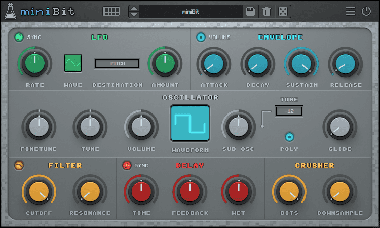 miniBit 8-bit Synthesizer Plugin Main VST (GUI)