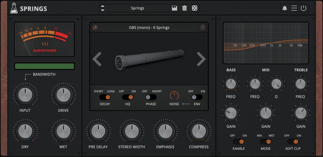 Springs, Vintage Spring Reverb Plugin with Baxandall EQ (GUI)