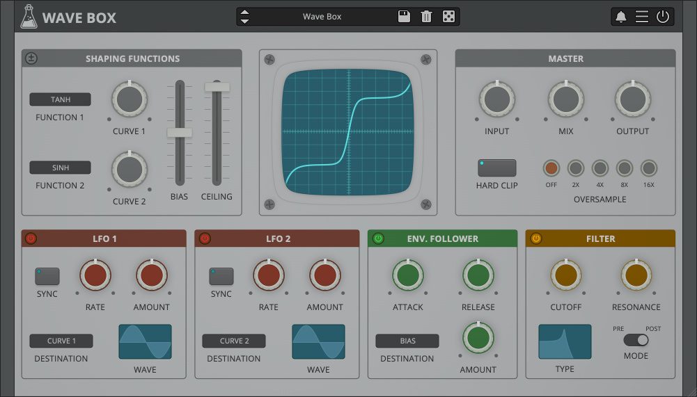 Wave Box - Dynamic Dual Waveshaper Plugin - GUI