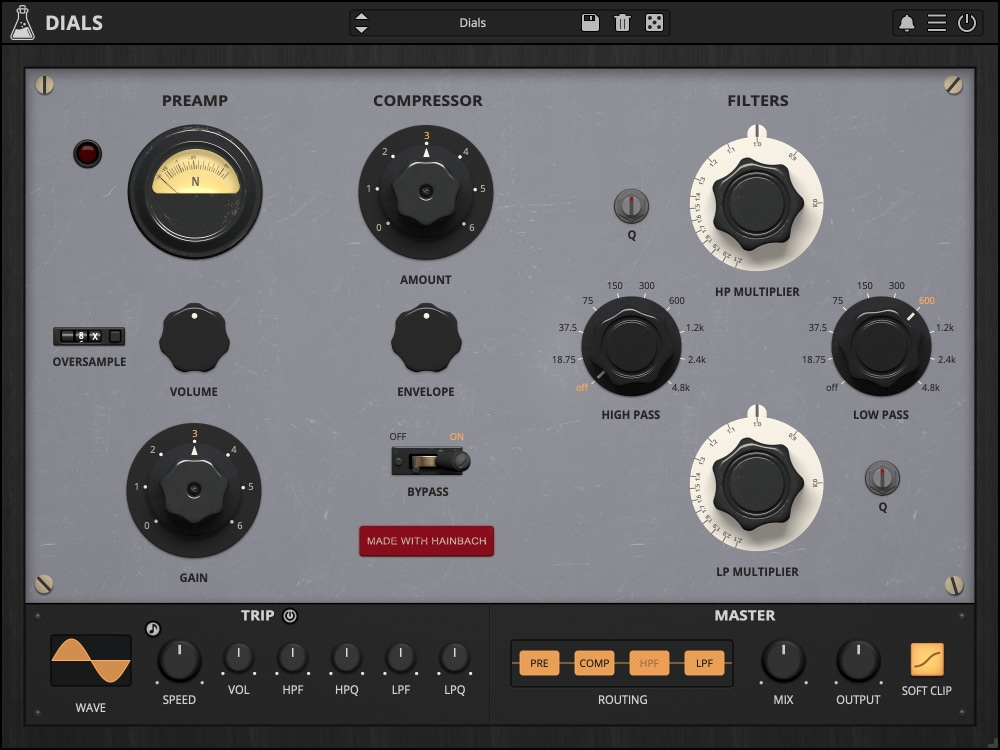 Dials, Test Equipment Channel Strip Plugin - Hainbach - VST2, VST3, AU, AAX, CLAP