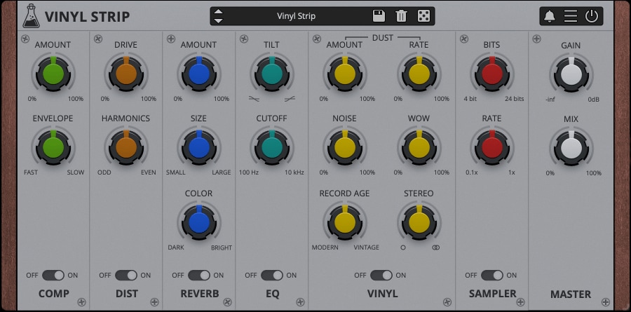 Vinyl Strip - Modular Channel Strip Plugin - GUI