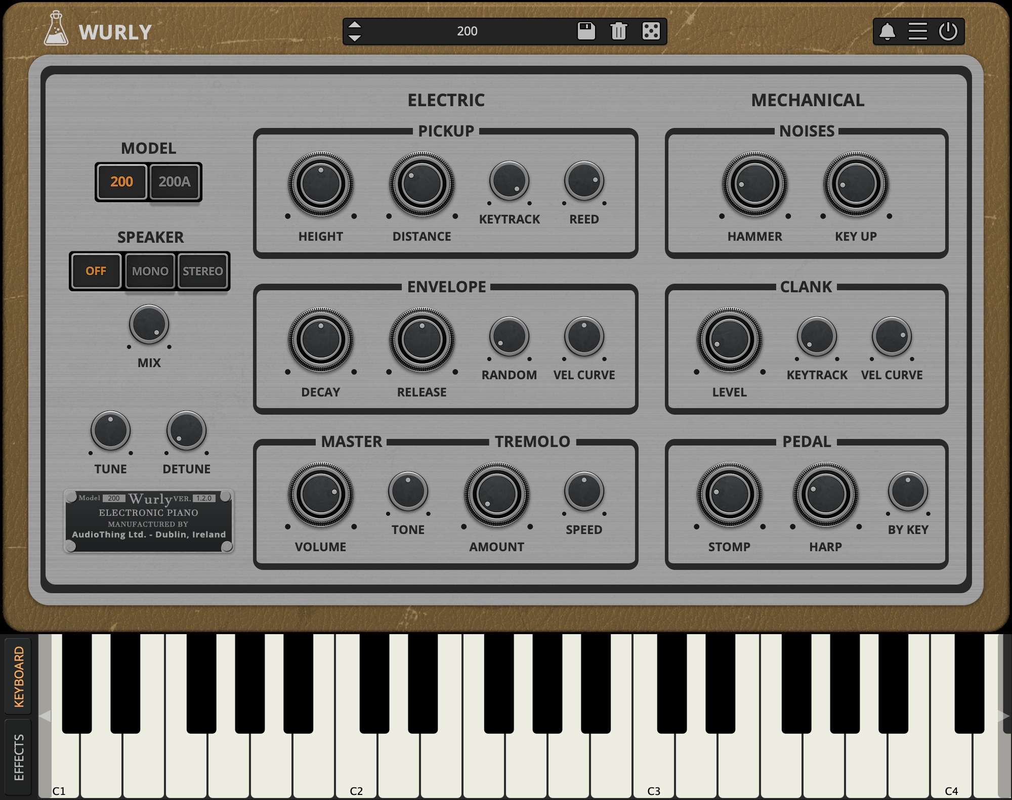Wurly 200 keyboard interface