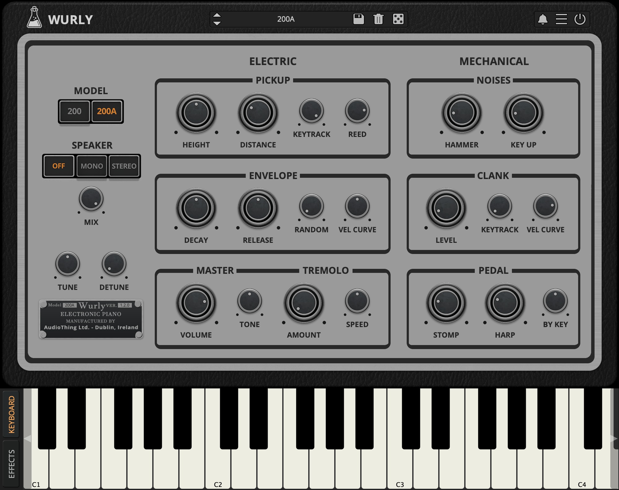 Wurly 200A keyboard interface