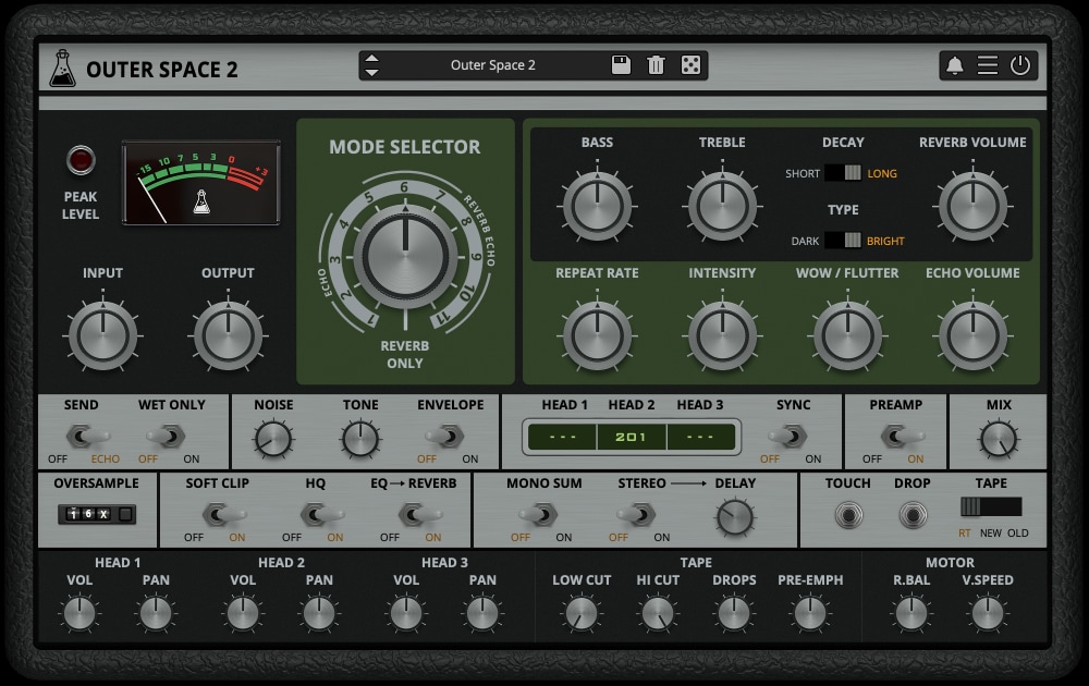 Outer Space, Roland Space Echo Emulation Plugin - RE201