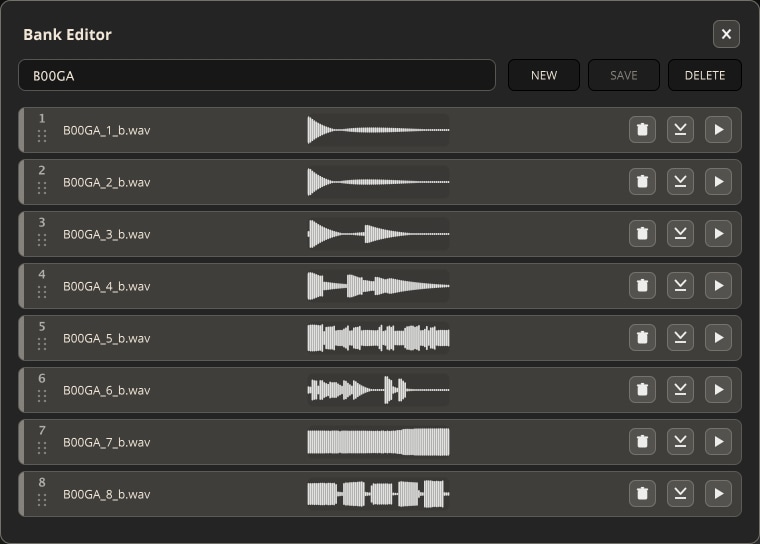 B00GA Bank Editor with eight sample slots