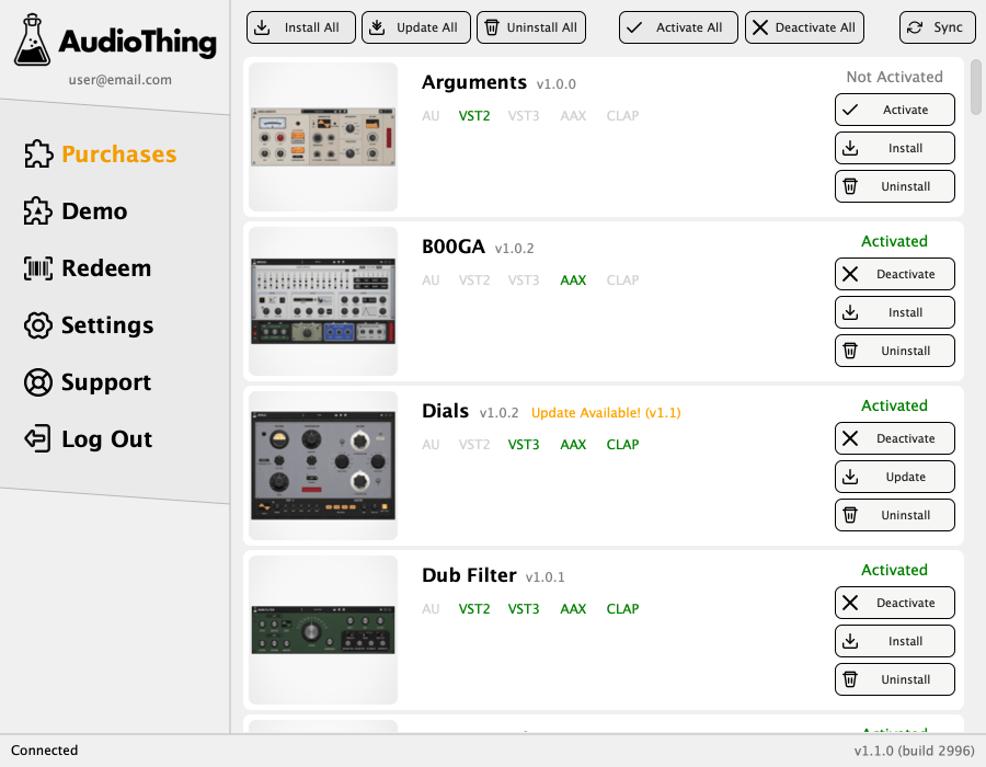 AudioThing Plugin Manager - GUI